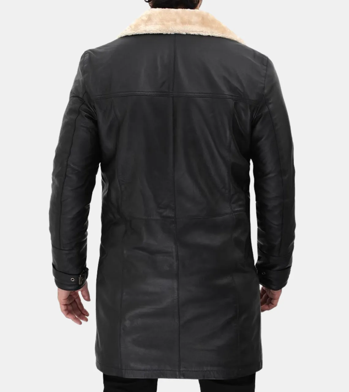 Leander Men's Black Shearling Leather Coat