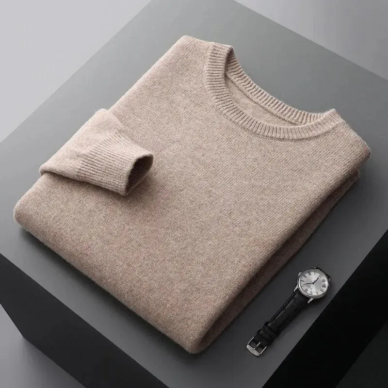 Luxurious Merino Wool Round Neck Sweater for Men