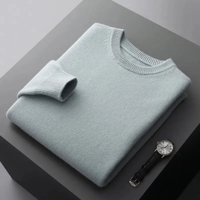 Luxurious Merino Wool Round Neck Sweater for Men
