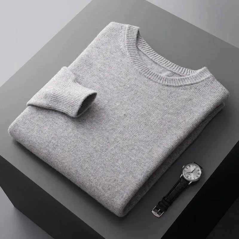 Luxurious Merino Wool Round Neck Sweater for Men