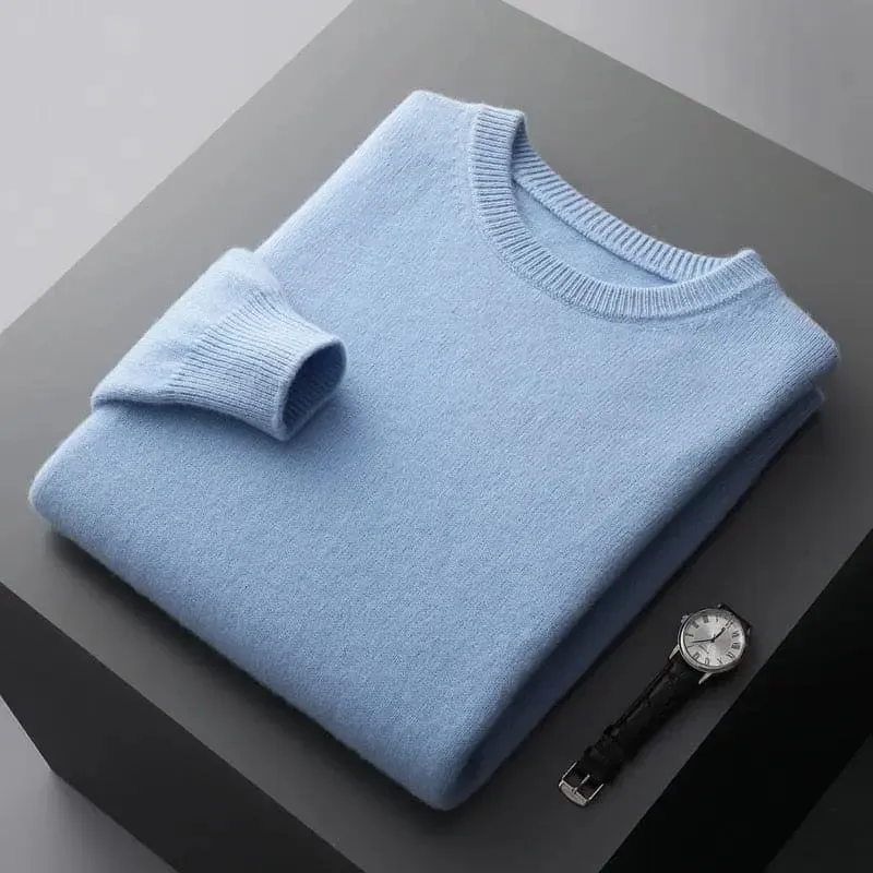 Luxurious Merino Wool Round Neck Sweater for Men