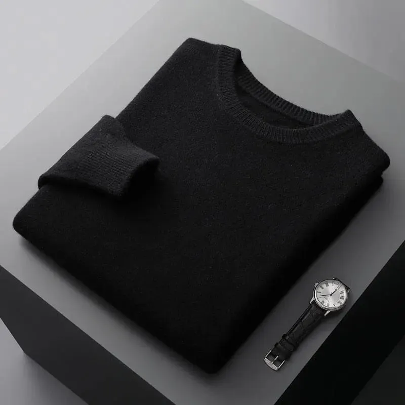 Luxurious Merino Wool Round Neck Sweater for Men