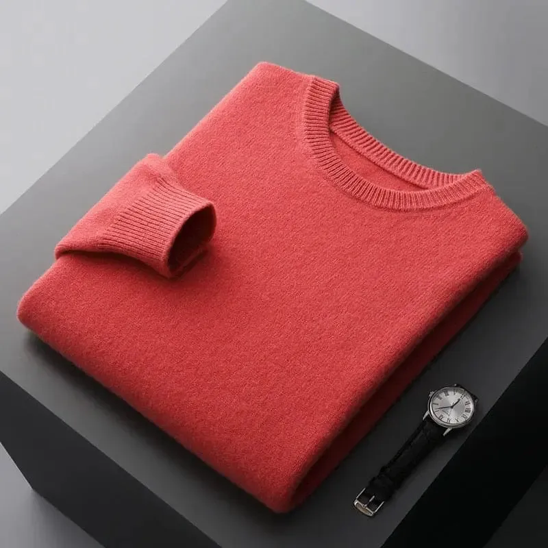 Luxurious Merino Wool Round Neck Sweater for Men
