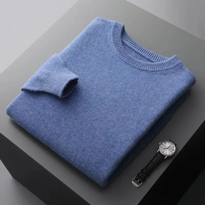 Luxurious Merino Wool Round Neck Sweater for Men