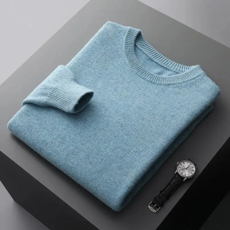 Luxurious Merino Wool Round Neck Sweater for Men