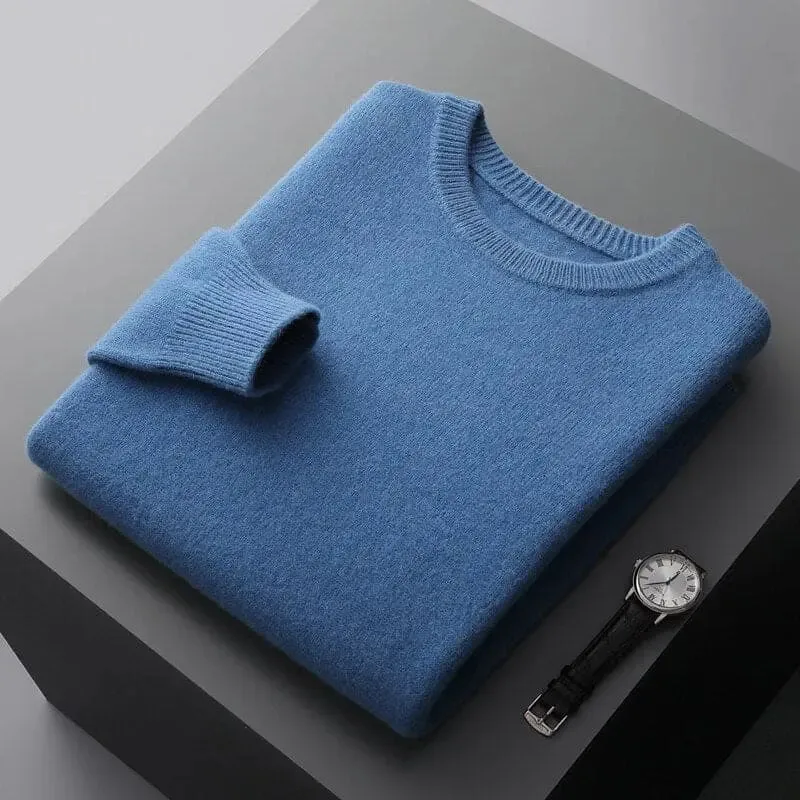 Luxurious Merino Wool Round Neck Sweater for Men