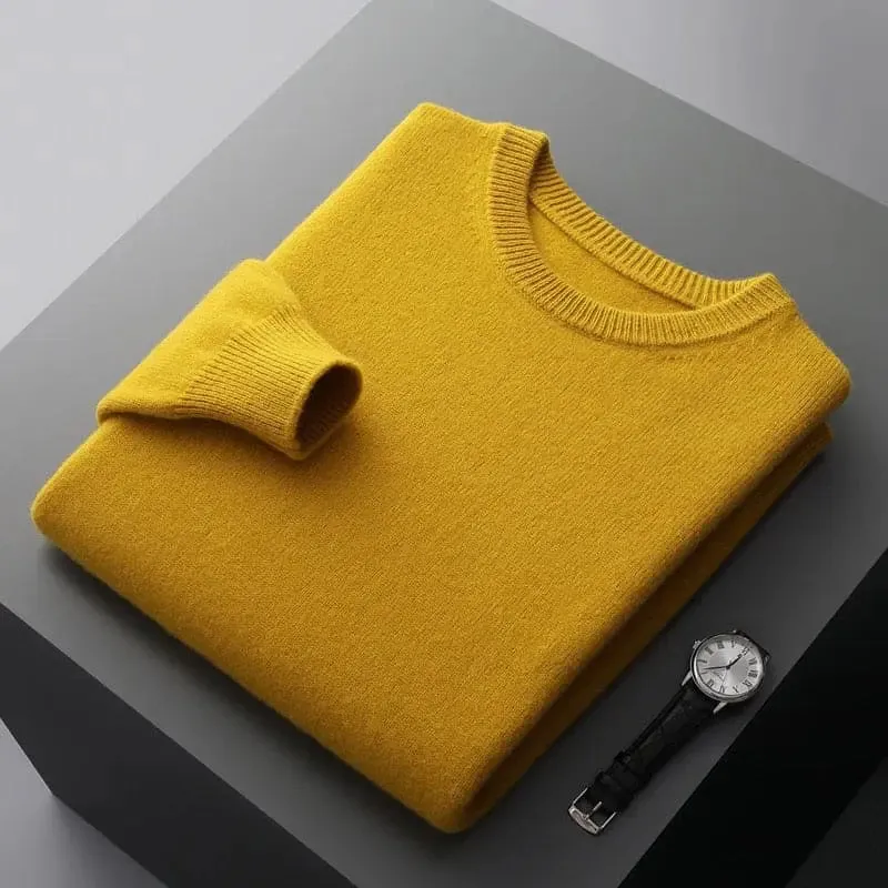 Luxurious Merino Wool Round Neck Sweater for Men