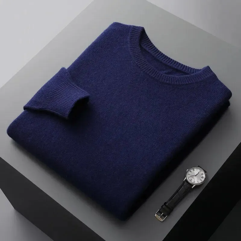 Luxurious Merino Wool Round Neck Sweater for Men