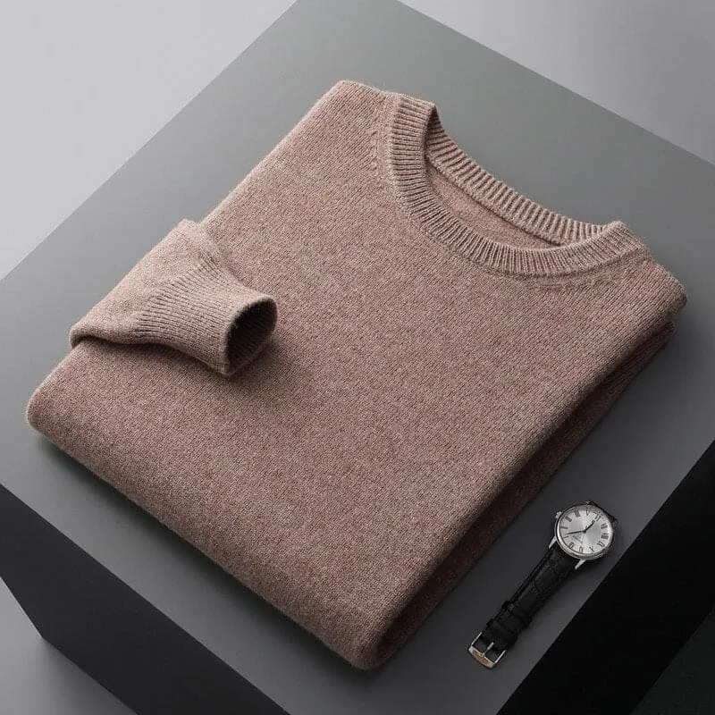 Luxurious Merino Wool Round Neck Sweater for Men