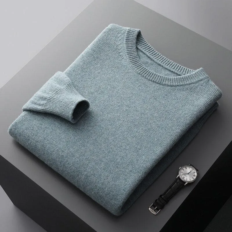 Luxurious Merino Wool Round Neck Sweater for Men