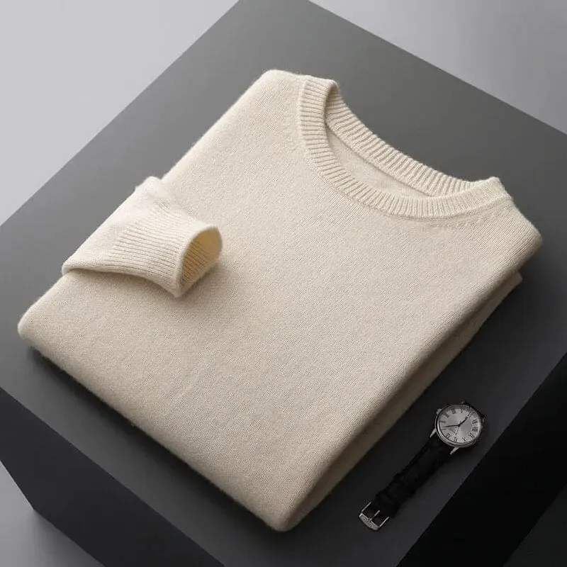 Luxurious Merino Wool Round Neck Sweater for Men