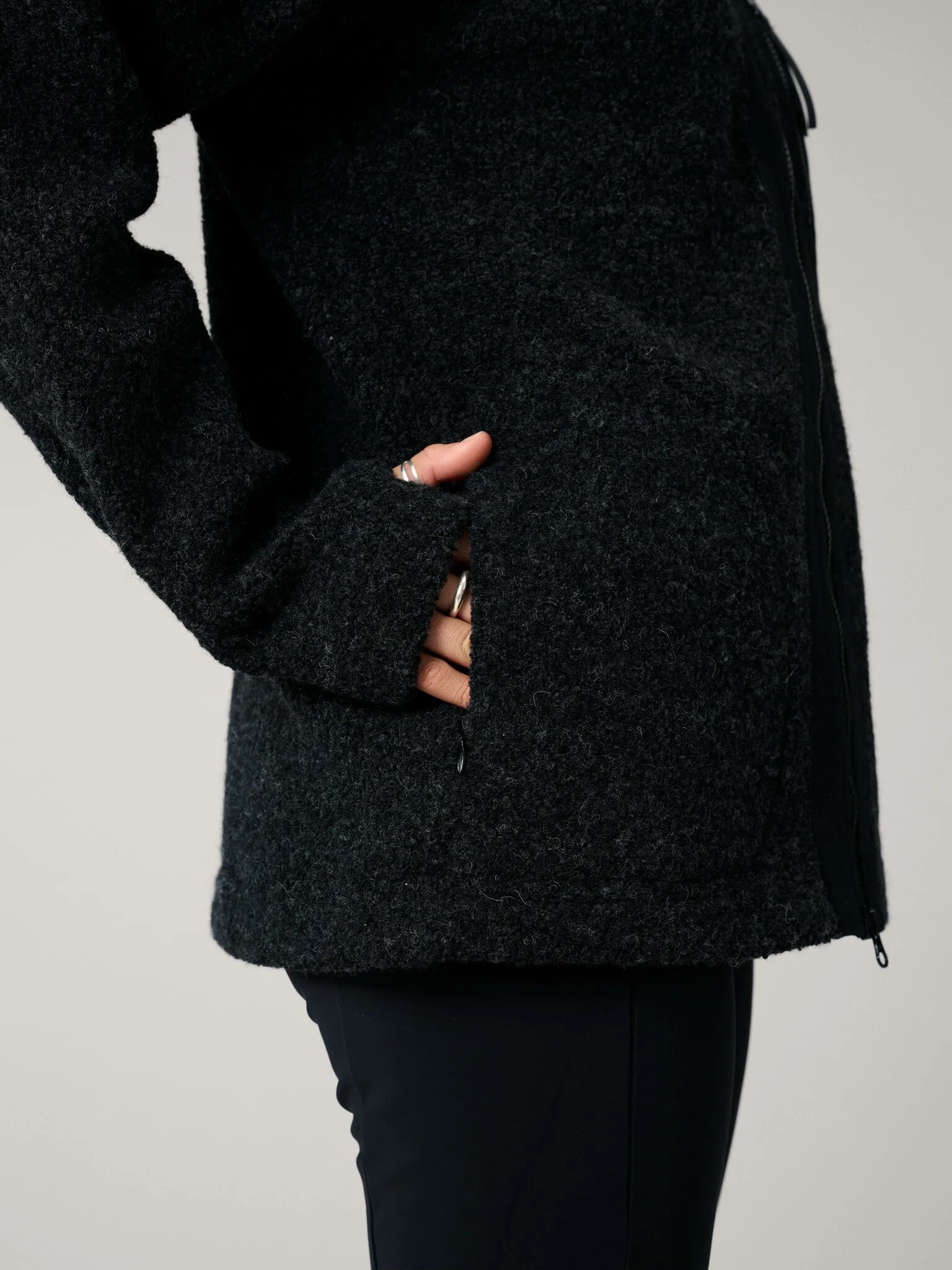 Minna Wool Fleece Jacket Black