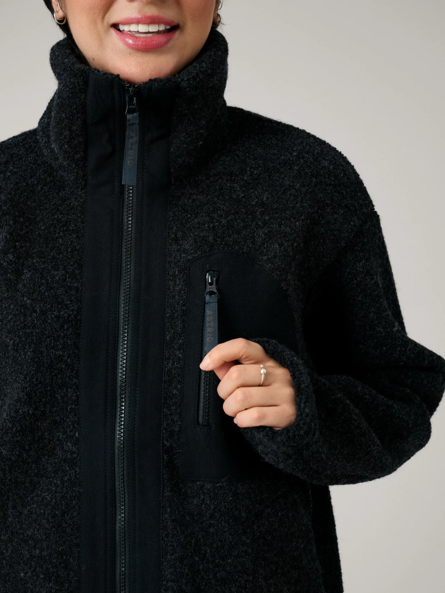 Minna Wool Fleece Jacket Black