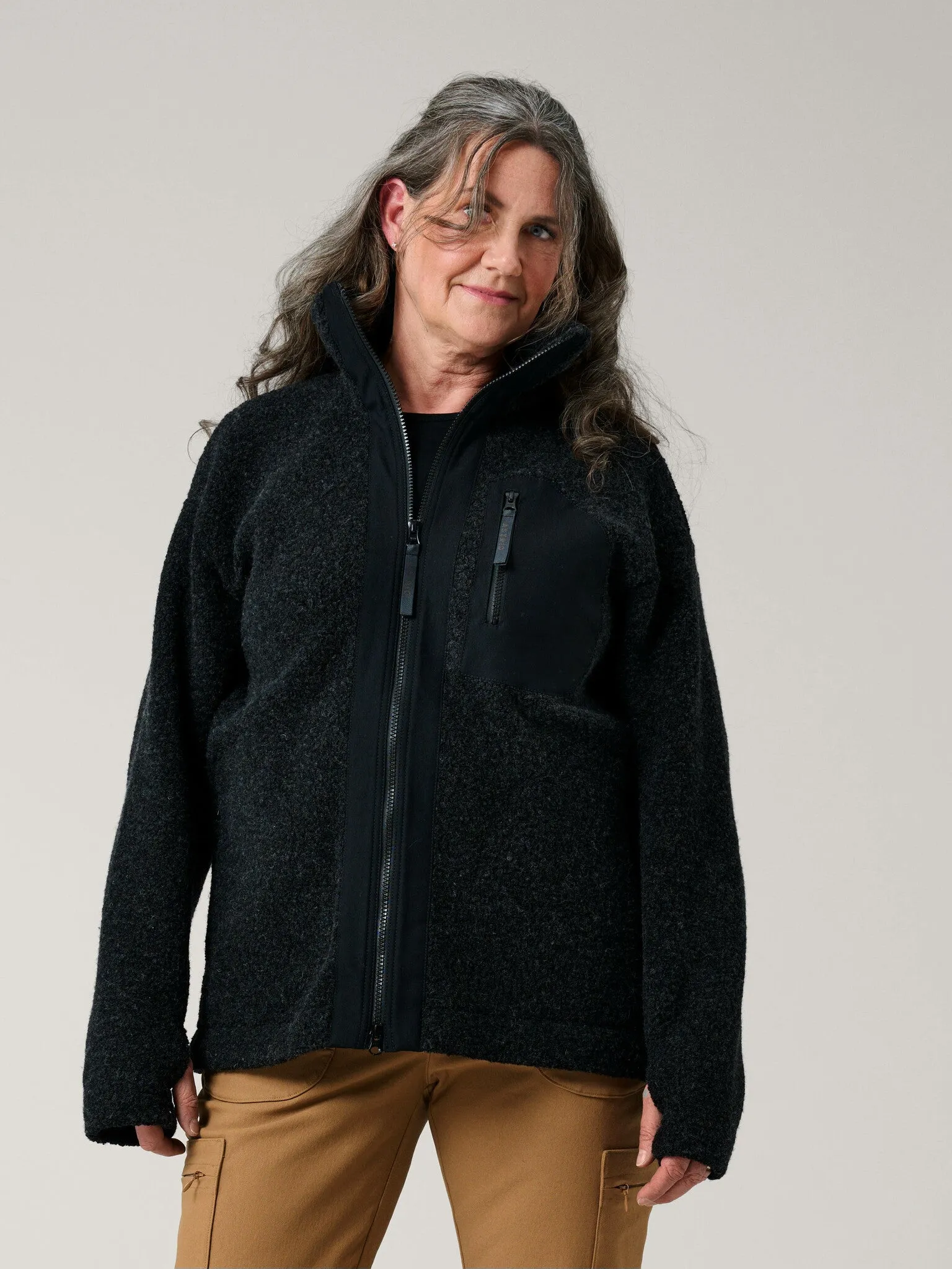 Minna Wool Fleece Jacket Black