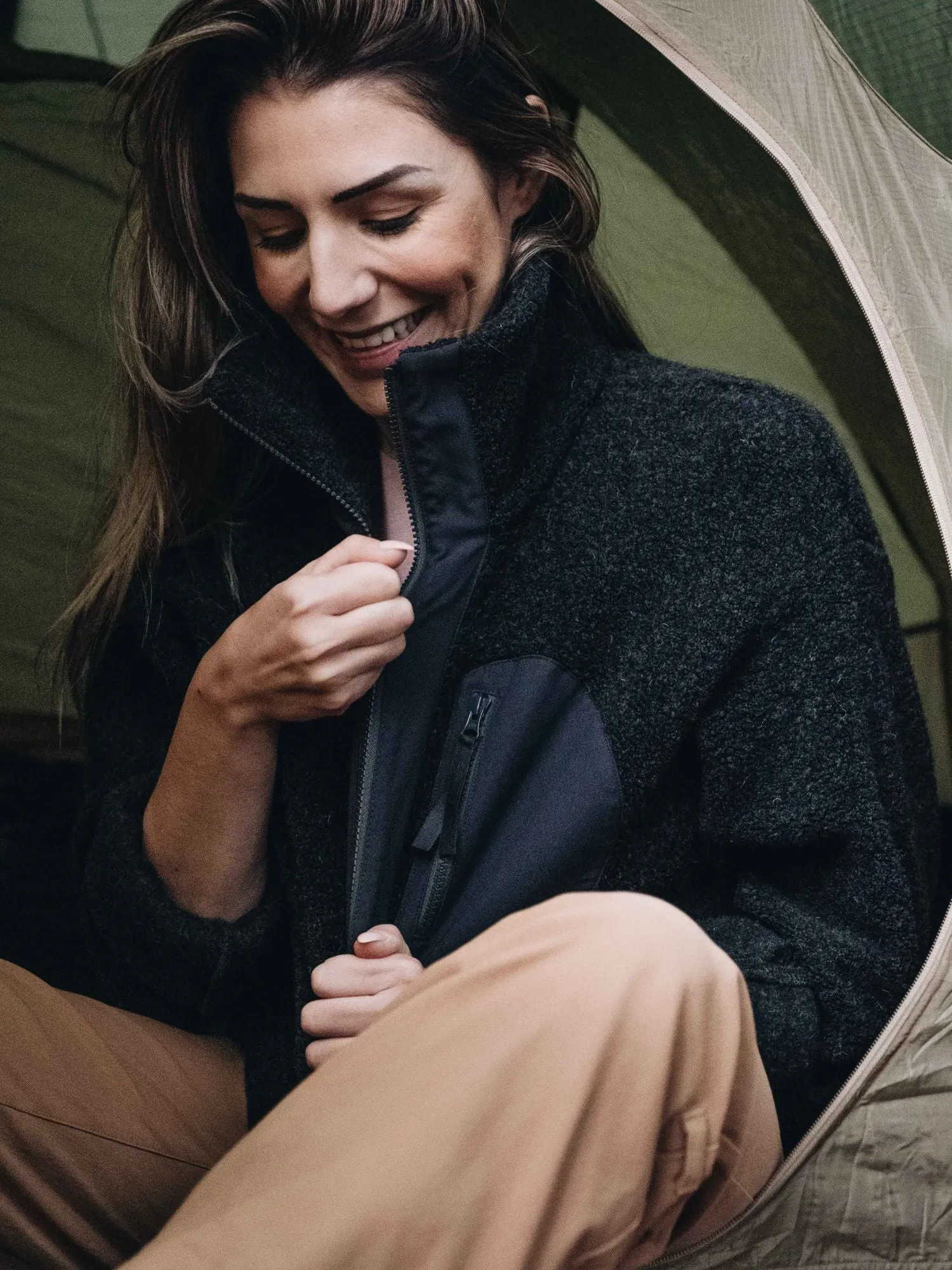 Minna Wool Fleece Jacket Black