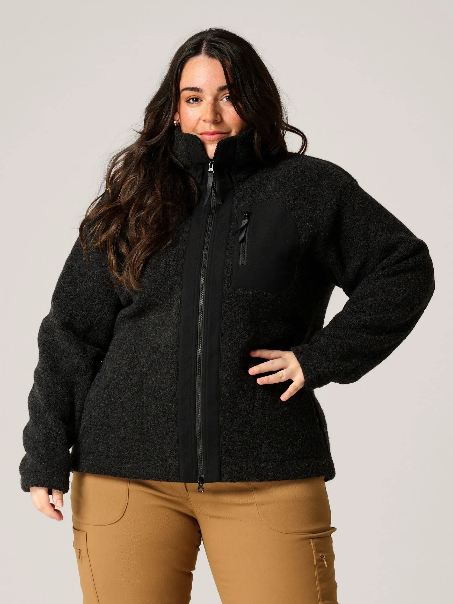Minna Wool Fleece Jacket Black