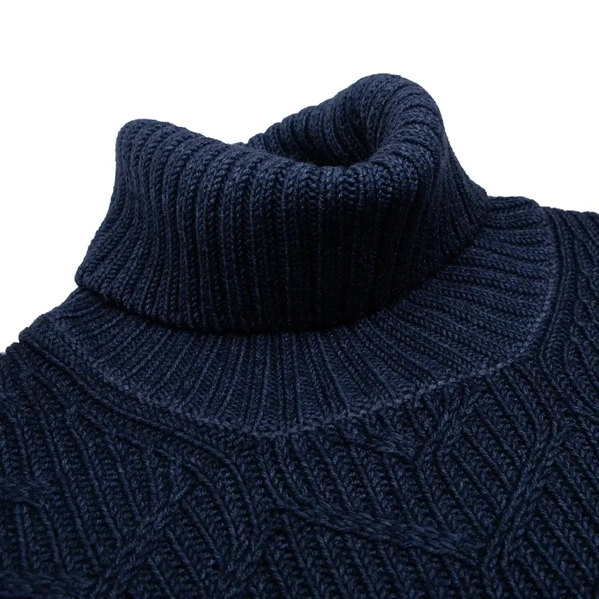 Oil Blue Herringbone Virgin Wool Knit Sweater