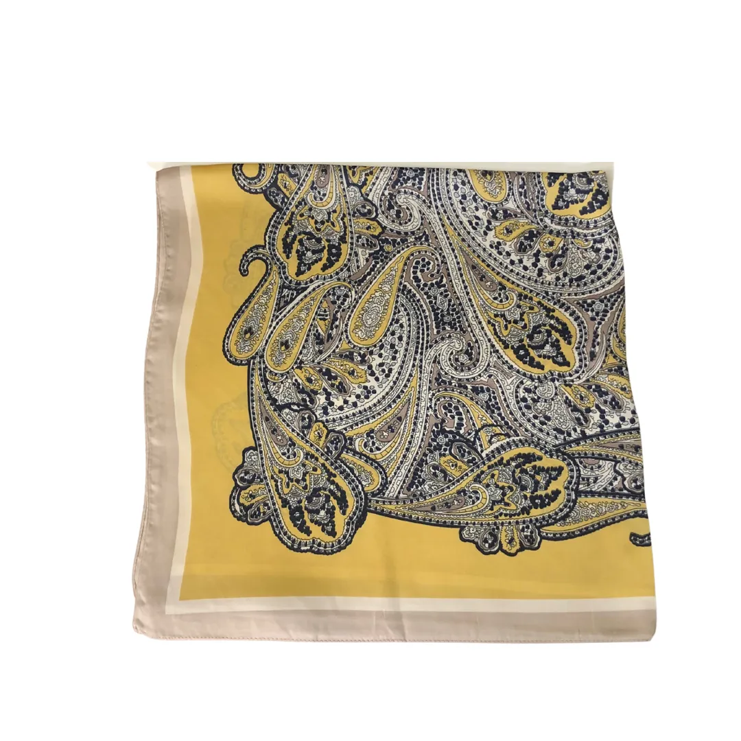Paisley Necktie Poly Silk Scarf - Yellow Motif