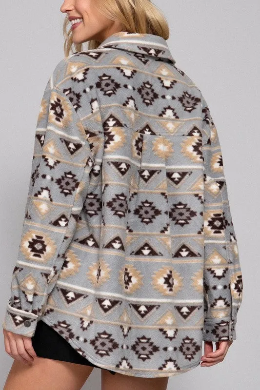 PRINT FLEECE SHACKET