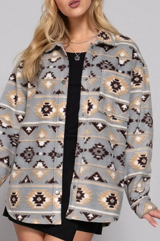 PRINT FLEECE SHACKET