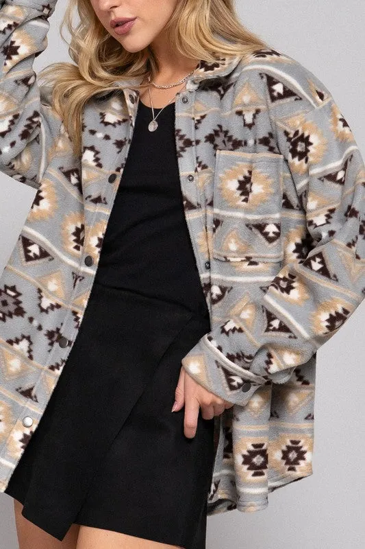 PRINT FLEECE SHACKET