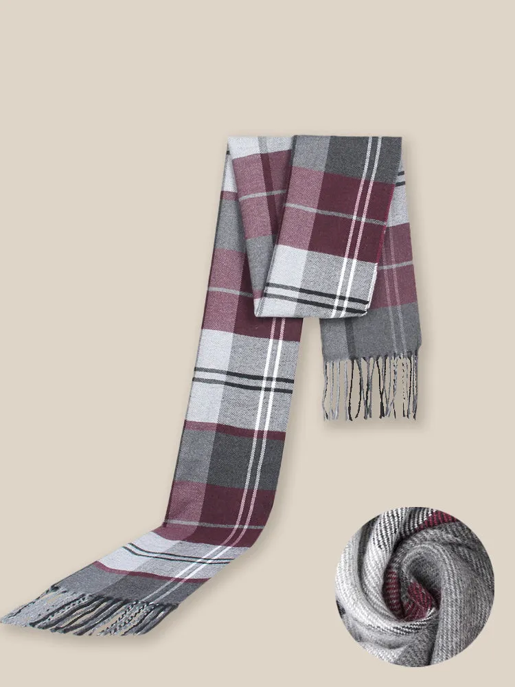 Soft Plaid Tassel Scarf