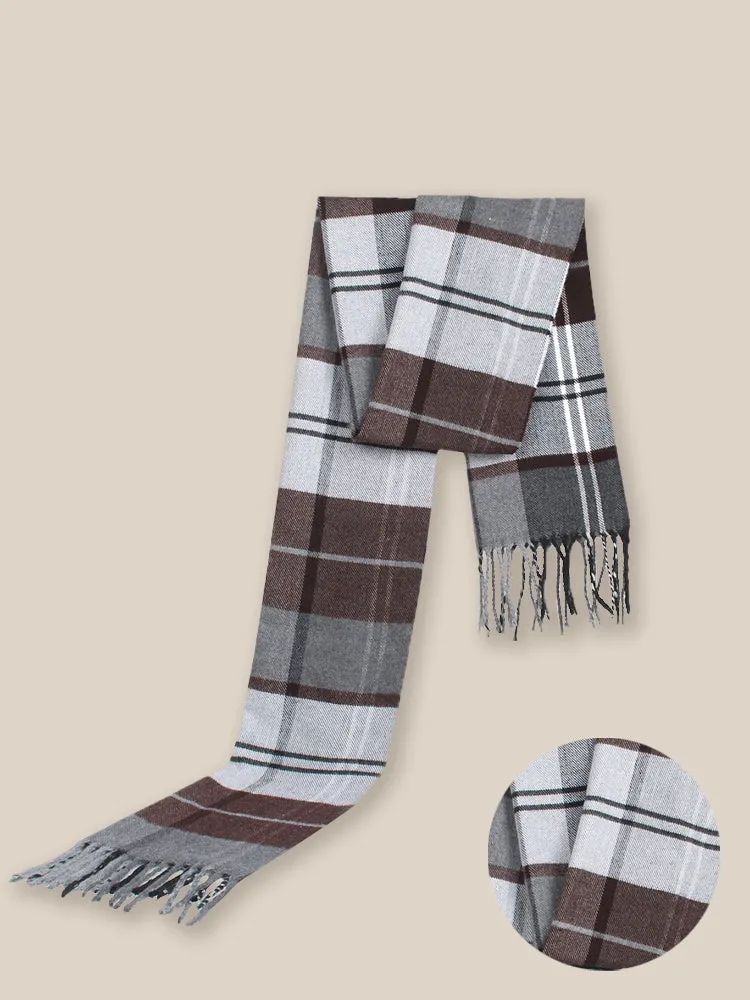 Soft Plaid Tassel Scarf