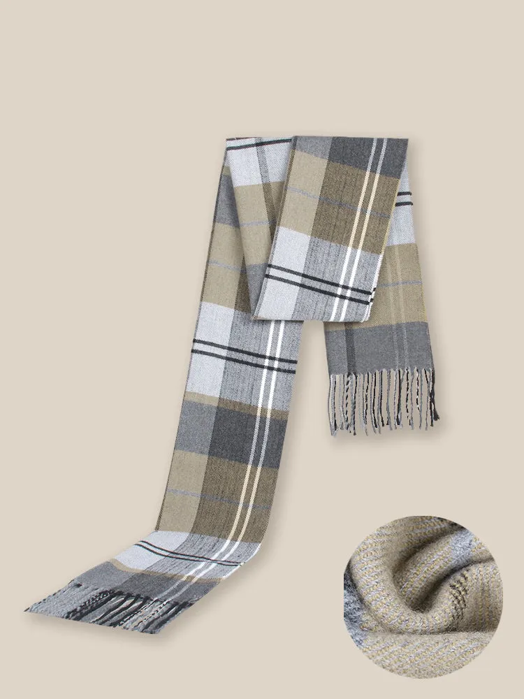 Soft Plaid Tassel Scarf