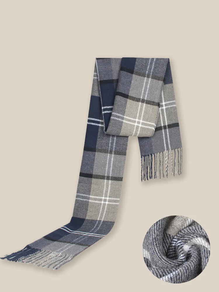 Soft Plaid Tassel Scarf