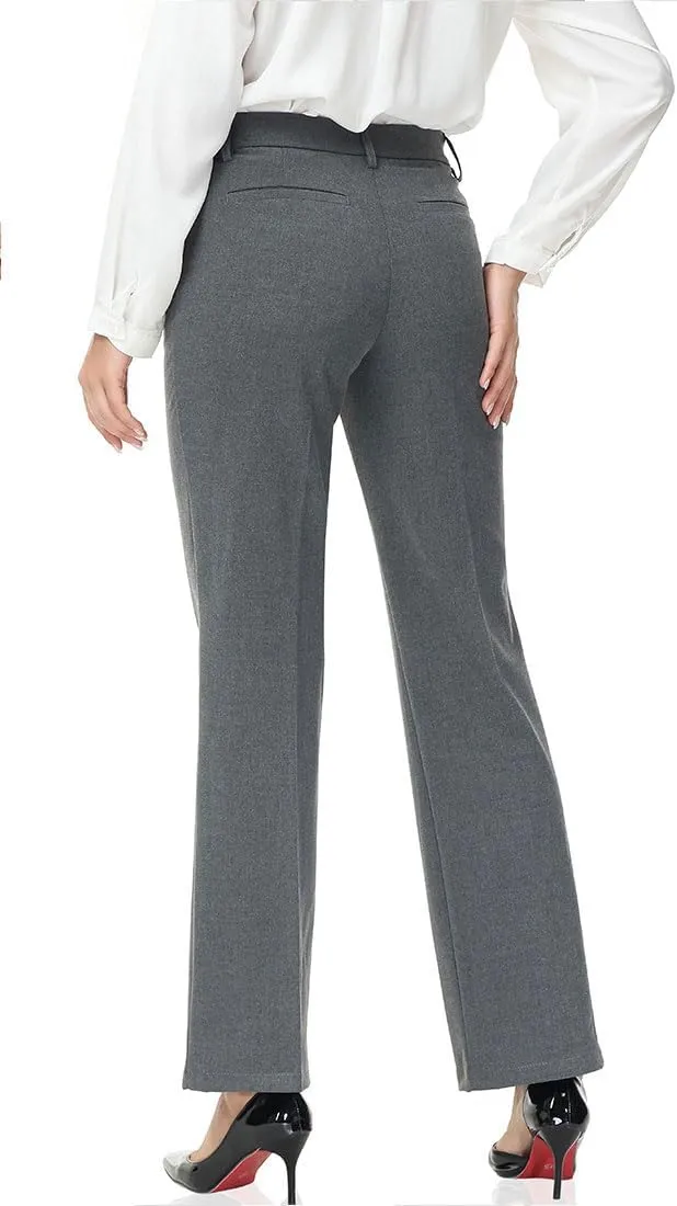 Soojun Women's Comfort Flex Waist Straight Leg Dress Pants