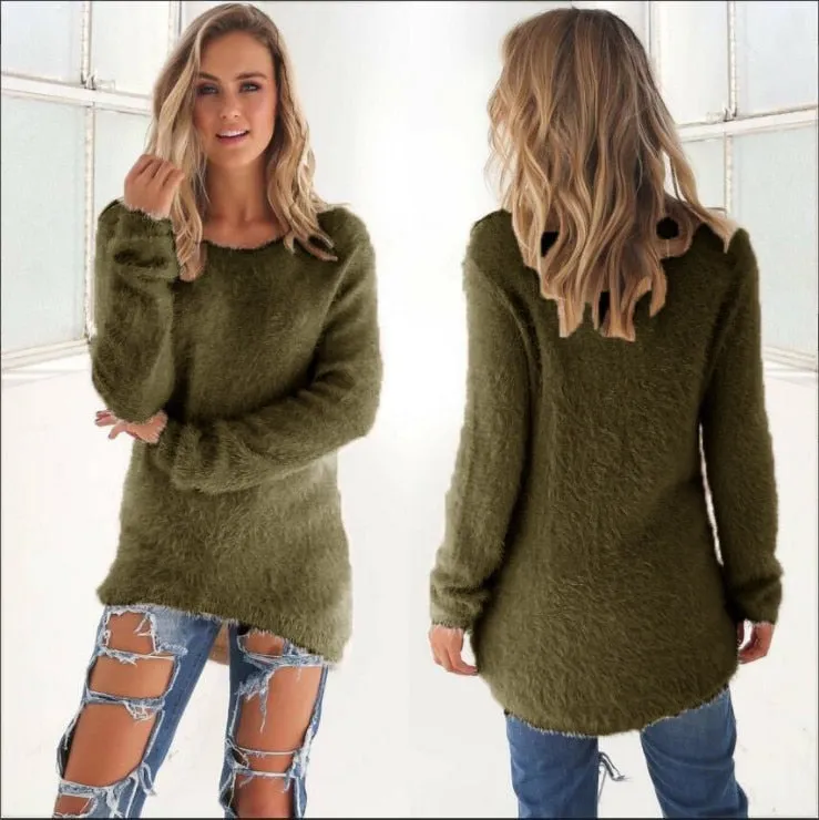 Super Soft And Comfortable Self-Cultivation Solid Color O Neck Pullover Women's Sweater