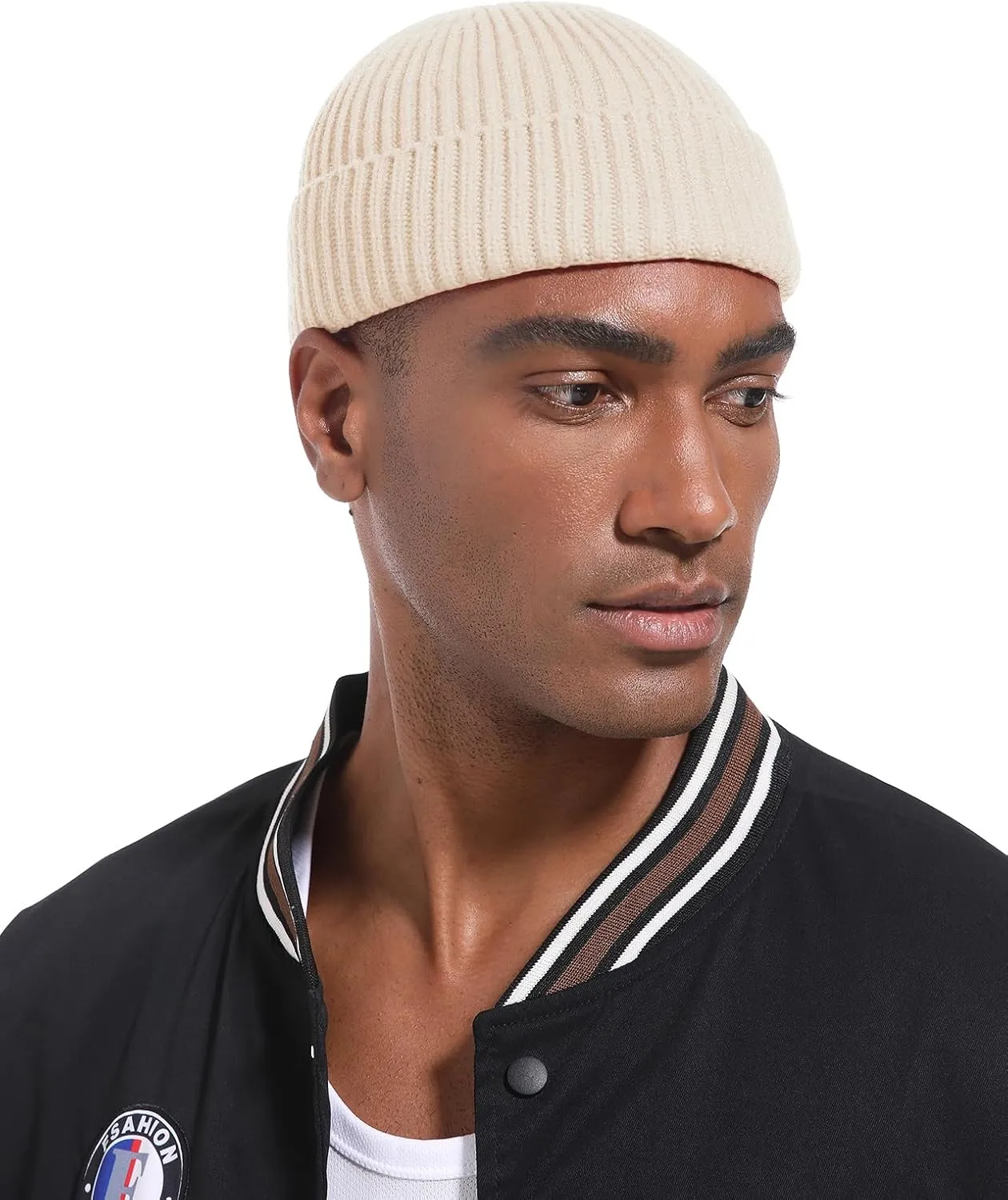 Swag Short Fisherman Beanie for Men Women, Wool Knit Cuff Soft Trawler Beanie Watch Hat, Winter Warm Hats Skull Cap