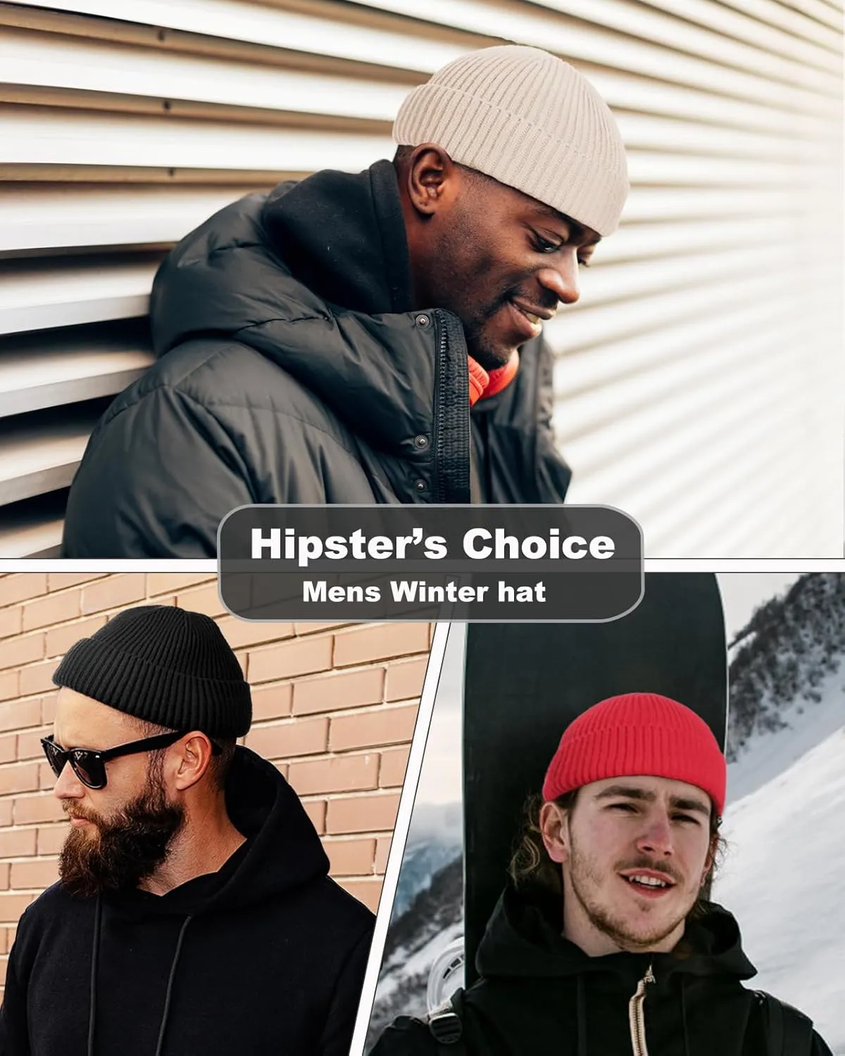 Swag Short Fisherman Beanie for Men Women, Wool Knit Cuff Soft Trawler Beanie Watch Hat, Winter Warm Hats Skull Cap