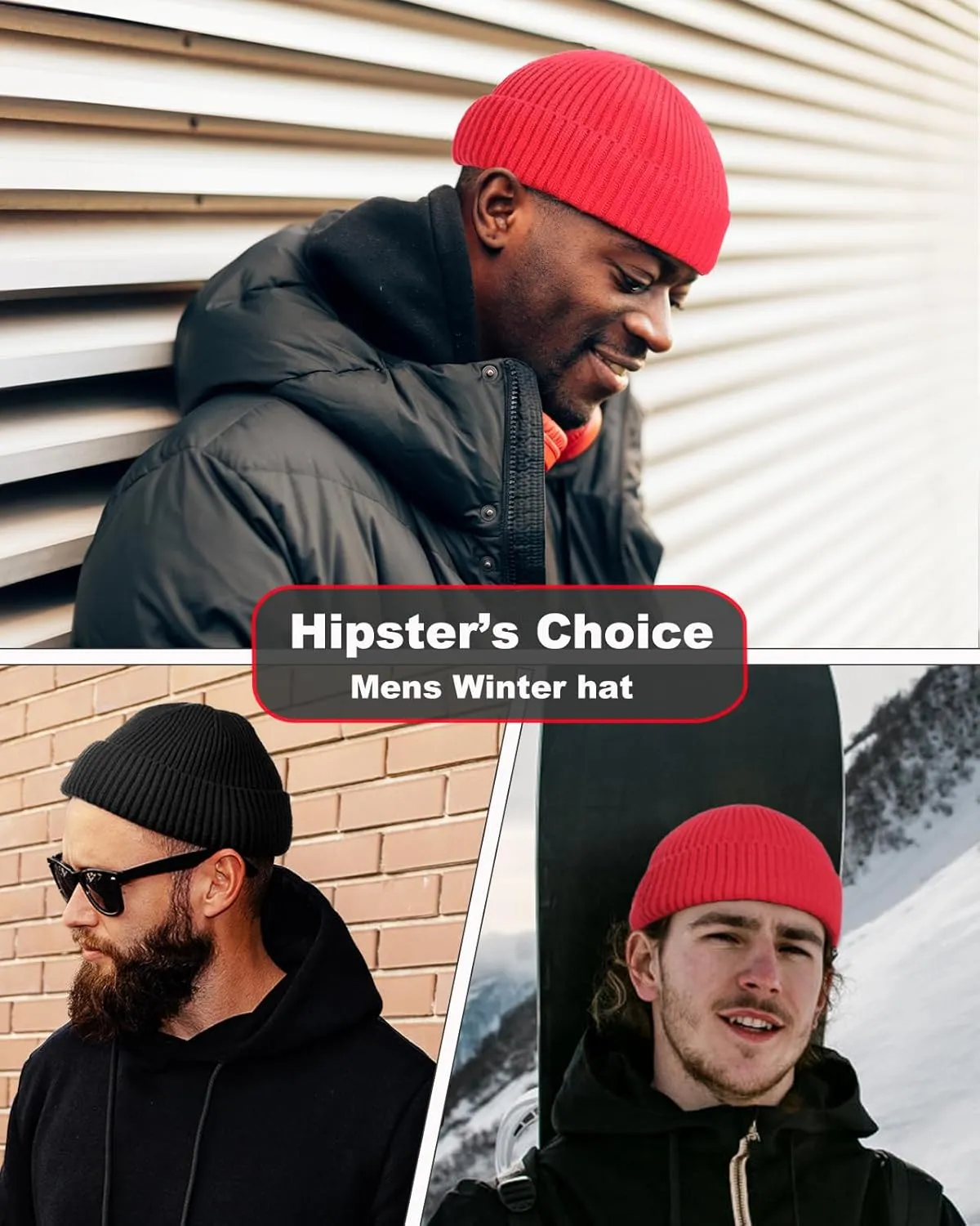 Swag Short Fisherman Beanie for Men Women, Wool Knit Cuff Soft Trawler Beanie Watch Hat, Winter Warm Hats Skull Cap