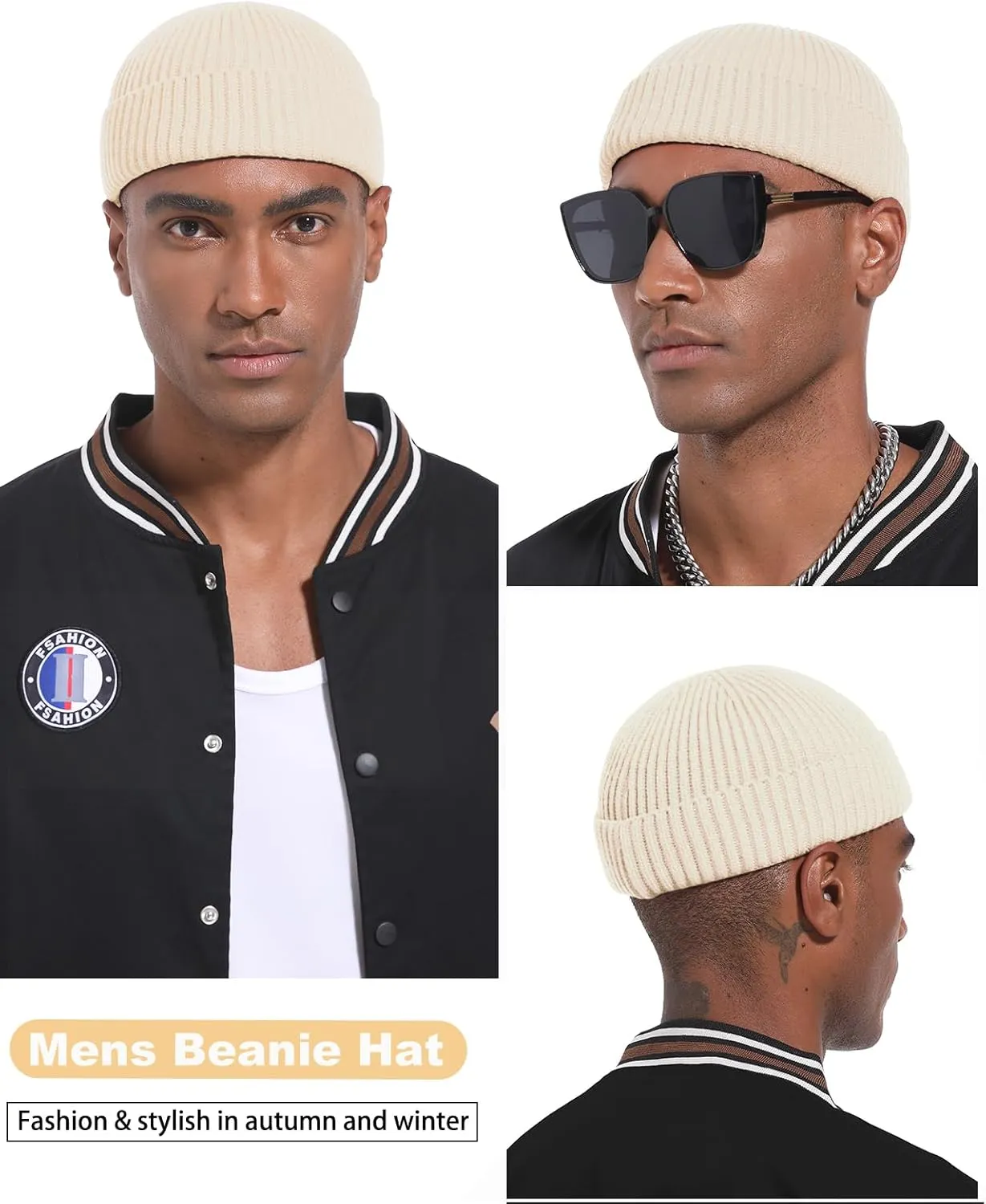 Swag Short Fisherman Beanie for Men Women, Wool Knit Cuff Soft Trawler Beanie Watch Hat, Winter Warm Hats Skull Cap