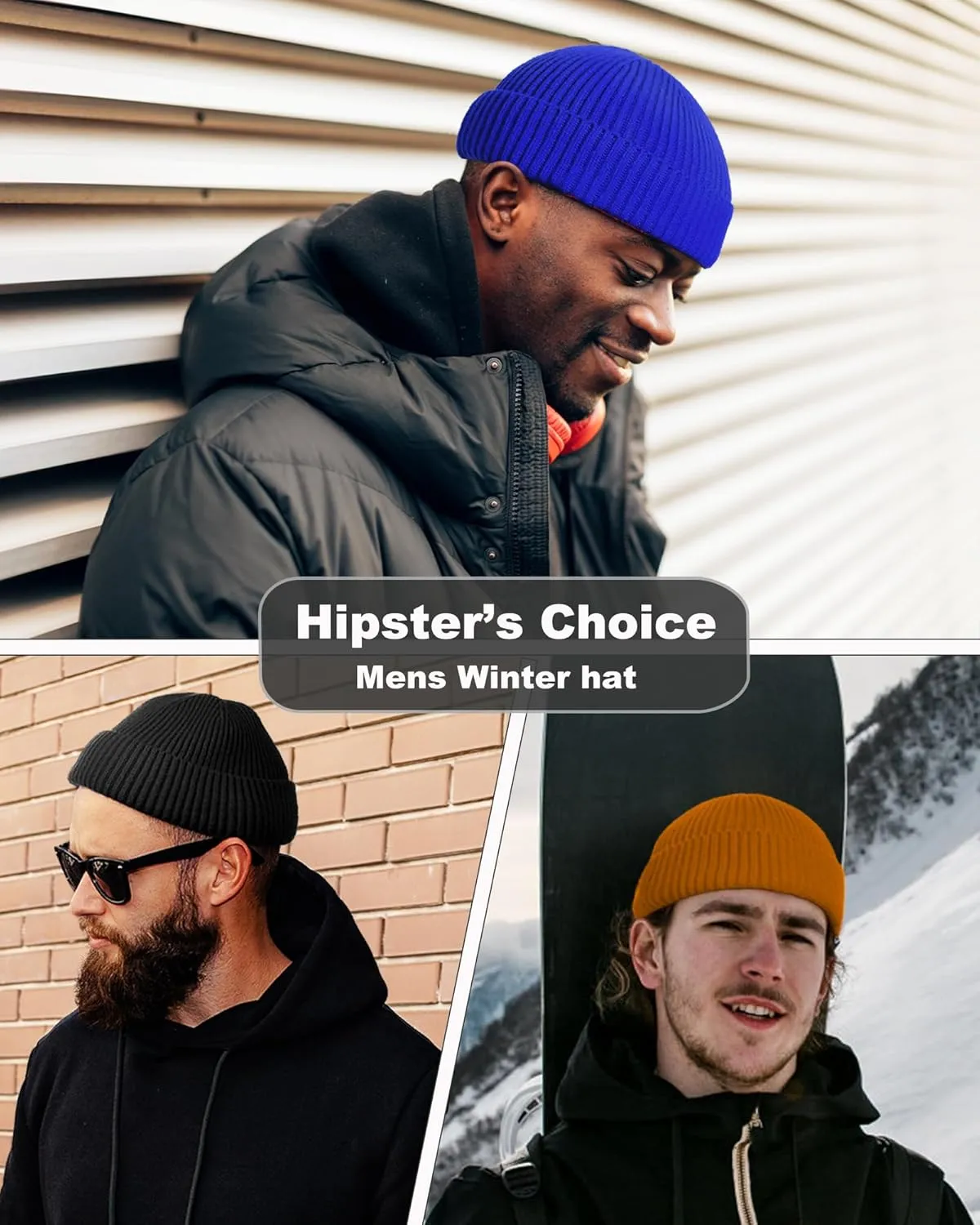 Swag Short Fisherman Beanie for Men Women, Wool Knit Cuffed Fleece Lined Trawler Beanies Winter Warm Hat