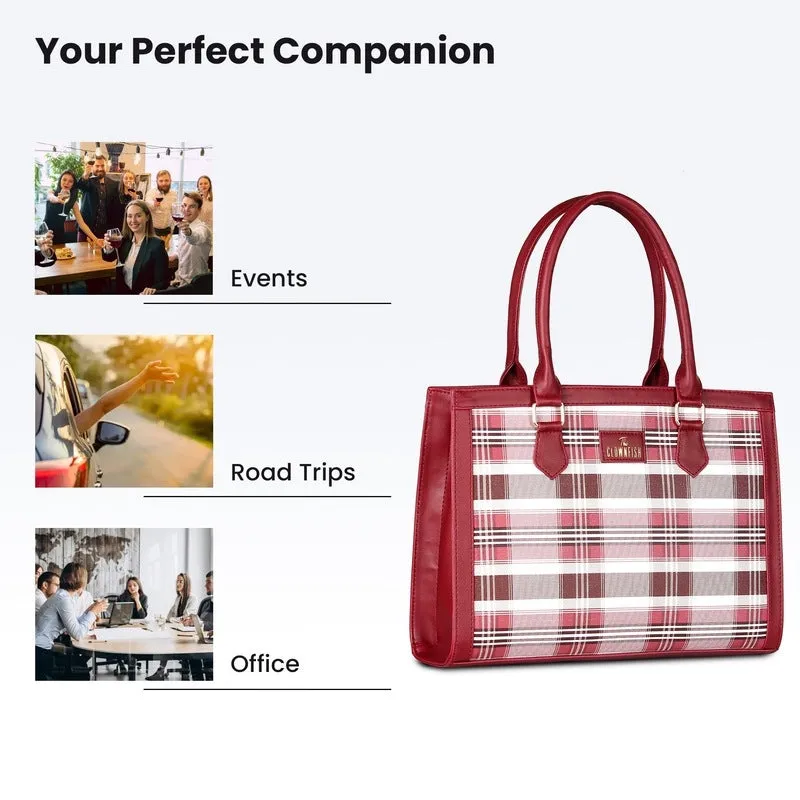 The Clownfish Alvis Handbag - Premium Faux Leather | Stylish Tote | 10L | Alvis Maroon
