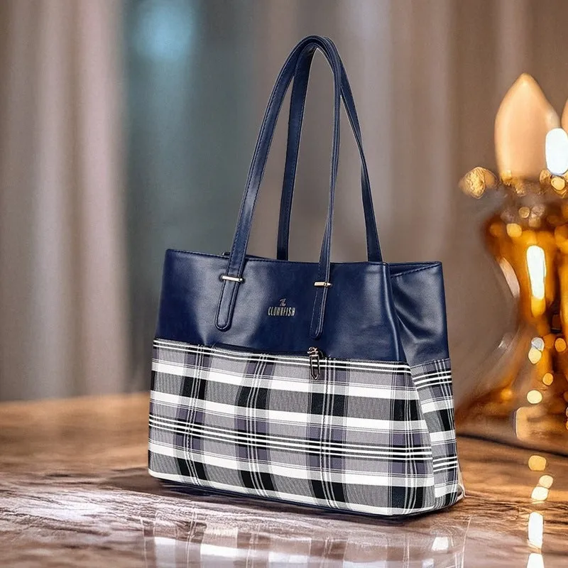 The Clownfish Gloria Handbag - Premium Faux Leather | Versatile & Stylish | 15L Capacity | Navy Blue