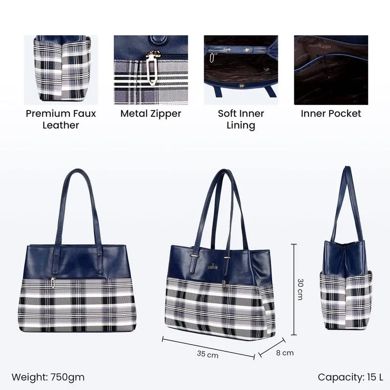 The Clownfish Gloria Handbag - Premium Faux Leather | Versatile & Stylish | 15L Capacity | Navy Blue