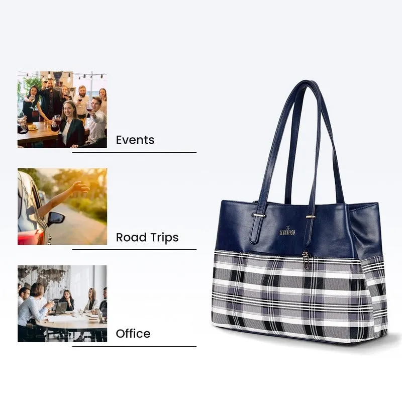 The Clownfish Gloria Handbag - Premium Faux Leather | Versatile & Stylish | 15L Capacity | Navy Blue