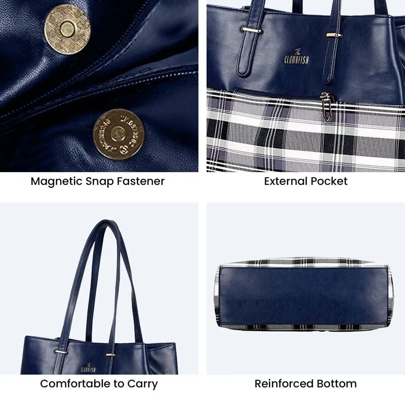The Clownfish Gloria Handbag - Premium Faux Leather | Versatile & Stylish | 15L Capacity | Navy Blue