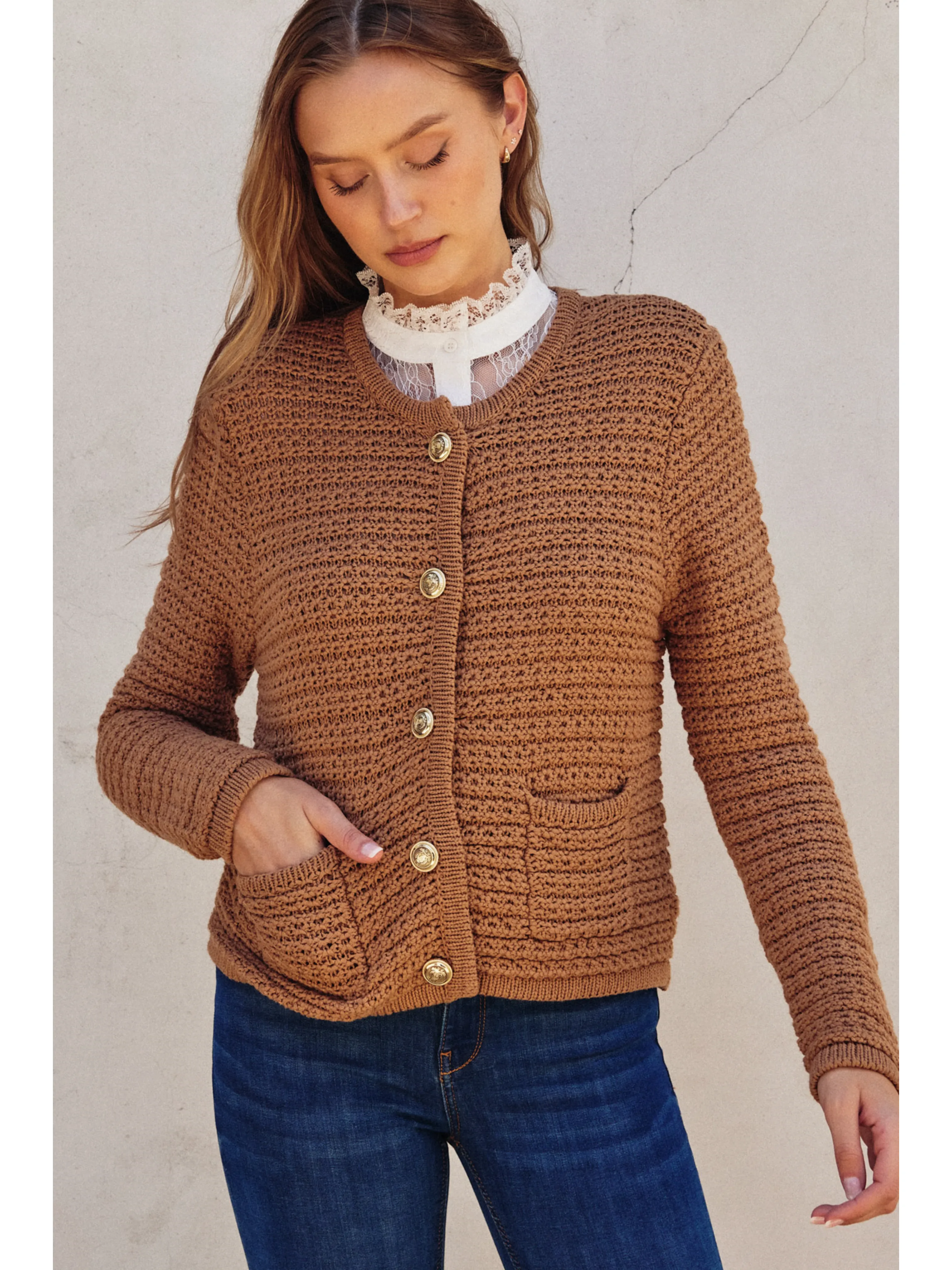 Thick Sweater With Gold Buttons