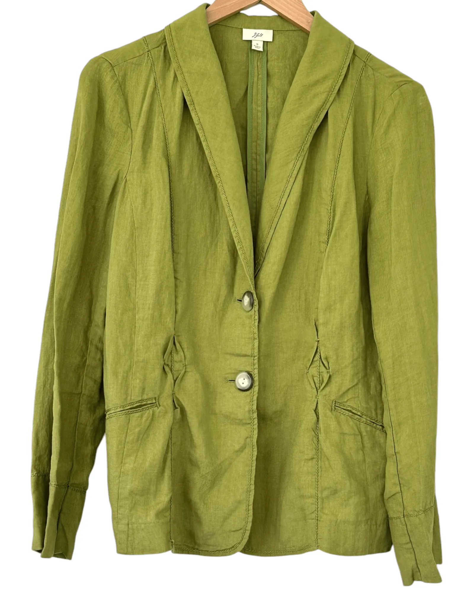 Warm Autumn Avocado Embroidered Linen Jacket