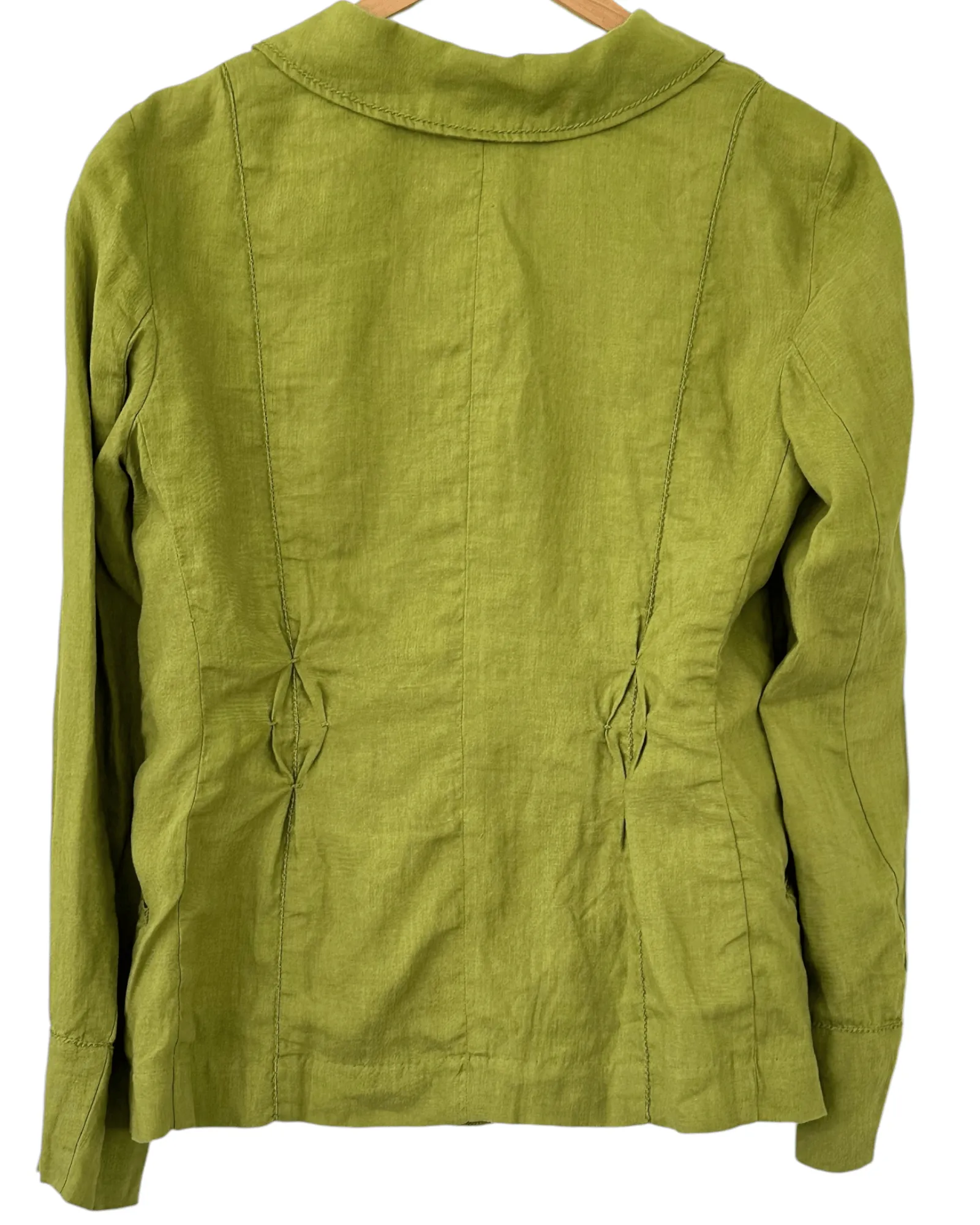 Warm Autumn Avocado Embroidered Linen Jacket