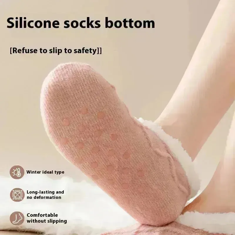 Winter Warm Short Cotton Slipper Socks Unisex Thicken Thermal Plush Home Floor Sock Soft Non-slip Grip Fuzzy Floor Fluffy Socks