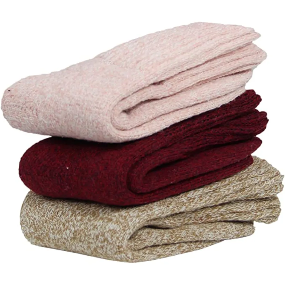Women Solid Thick Warm Socks - 3 Pairs
