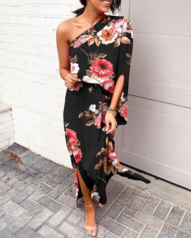 Women's Dress Sexy Oblique Shoulder Elegant Sleeve Dresses