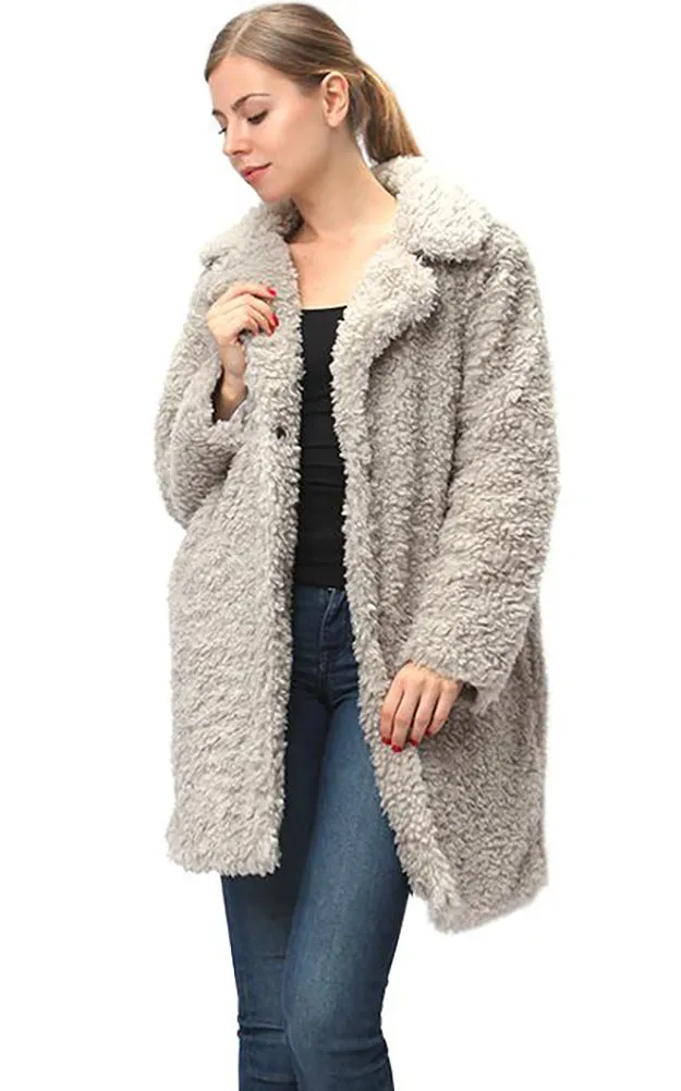Y914 Soft Faux Fur Jacket With Pocket