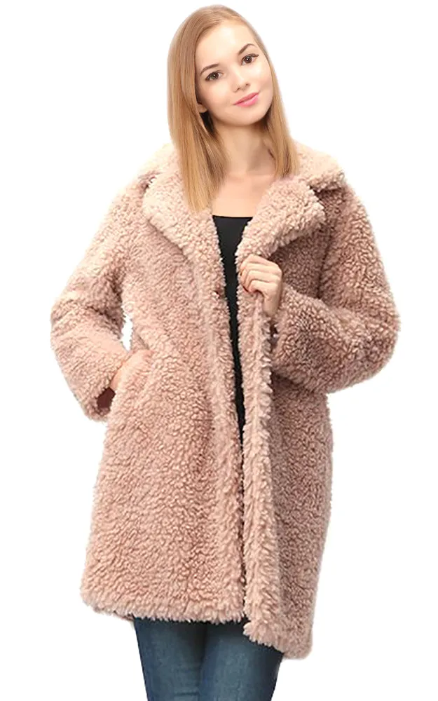 Y914 Soft Faux Fur Jacket With Pocket