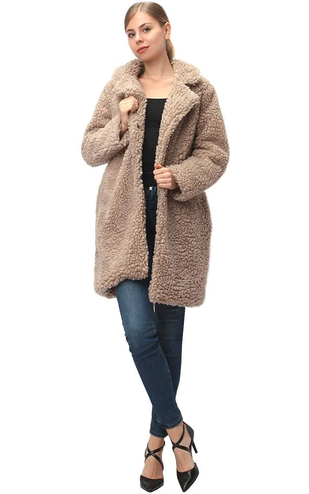 Y914 Soft Faux Fur Jacket With Pocket